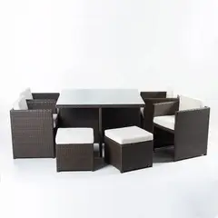 SPAZZIO - Juego De Comedor Fuy 9 Pcs Café