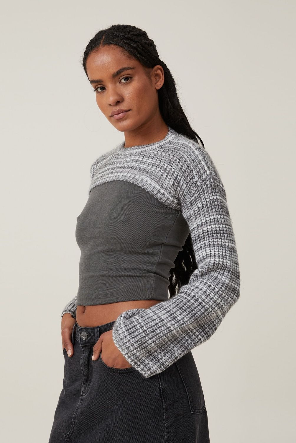 COTTON ON - Sweater Crop Manga Larga Mujer Cotton On