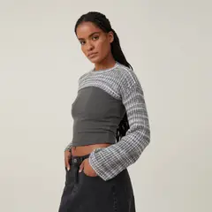 COTTON ON - Sweater Crop Manga Larga Mujer