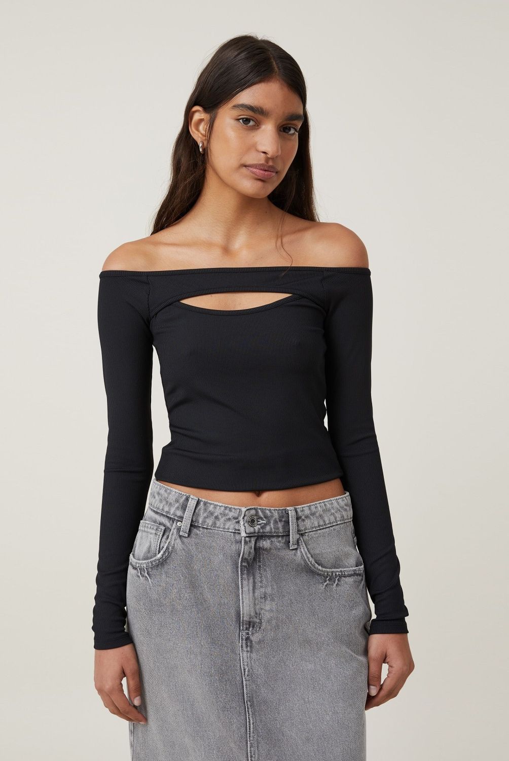 COTTON ON - Crop Top Cut Out Manga Larga Mujer Cotton On