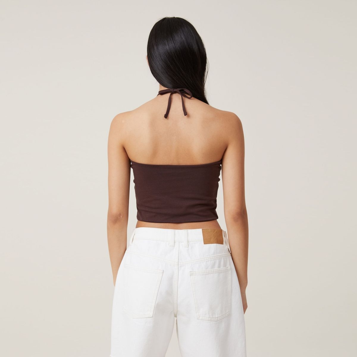 COTTON ON - Crop Top Cuello Halter Algodón Mujer Cotton On