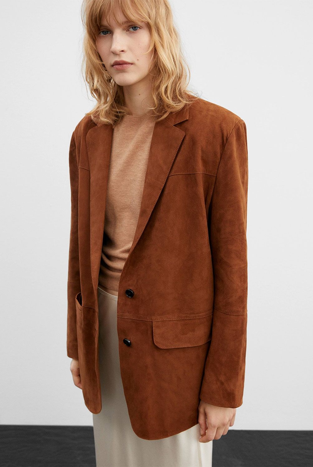 MANGO - Blazer Ante Oversize Mujer Mango