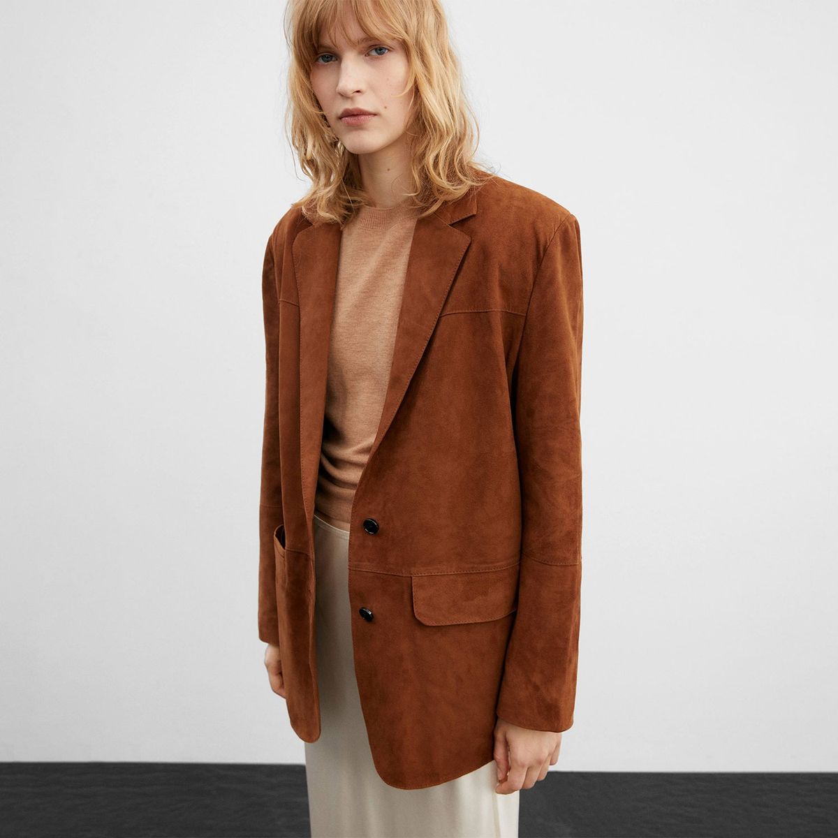 MANGO - Blazer Ante Oversize Mujer Mango