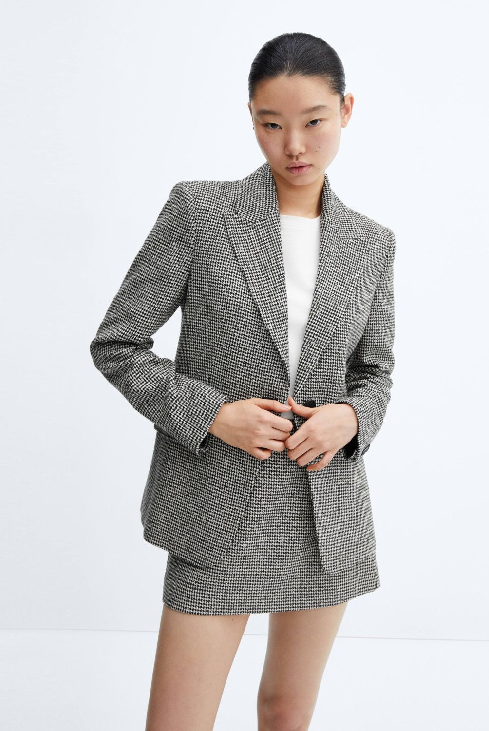 MANGO - Blazer Pata de Gallo Solapas Mujer Mango
