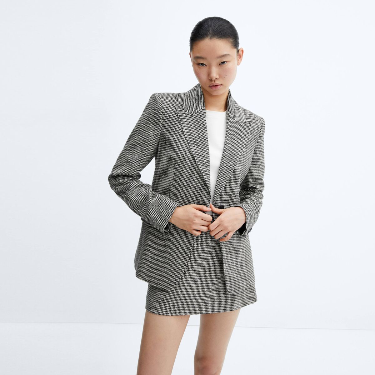 MANGO - Blazer Pata de Gallo Solapas Mujer Mango