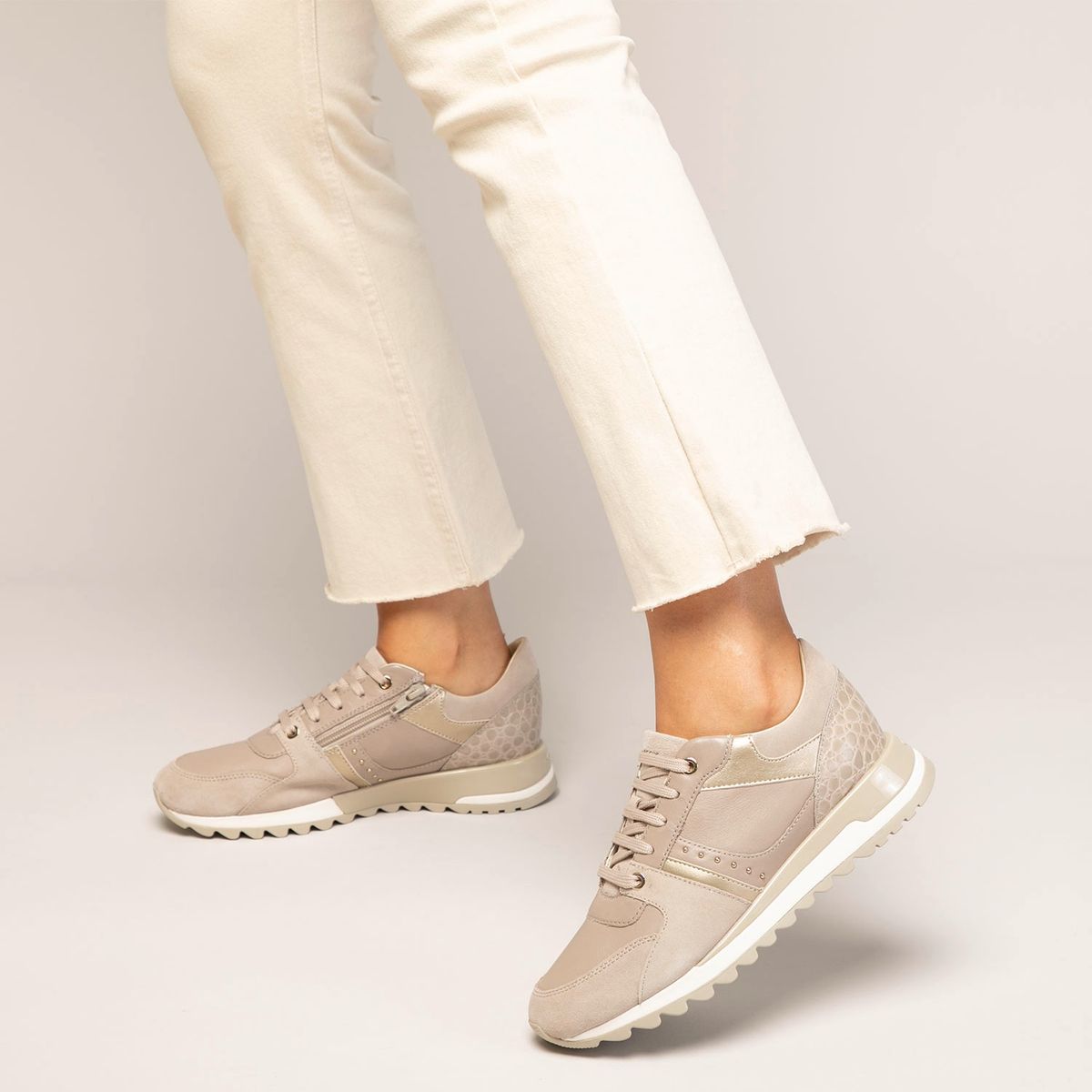 GEOX - Zapatilla Urbana Mujer Cuero Café Geox