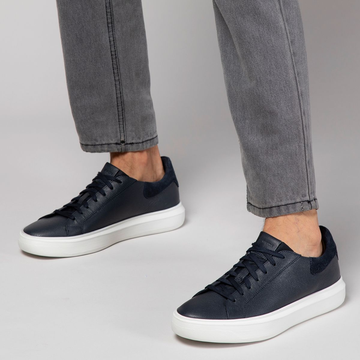 GEOX - Zapatilla Urbana Hombre Cuero Azul Geox