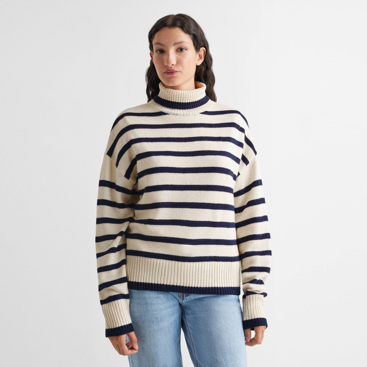 MANGO TEEN - Sweater Rayas Cuello Alto Mujer Mango Teen