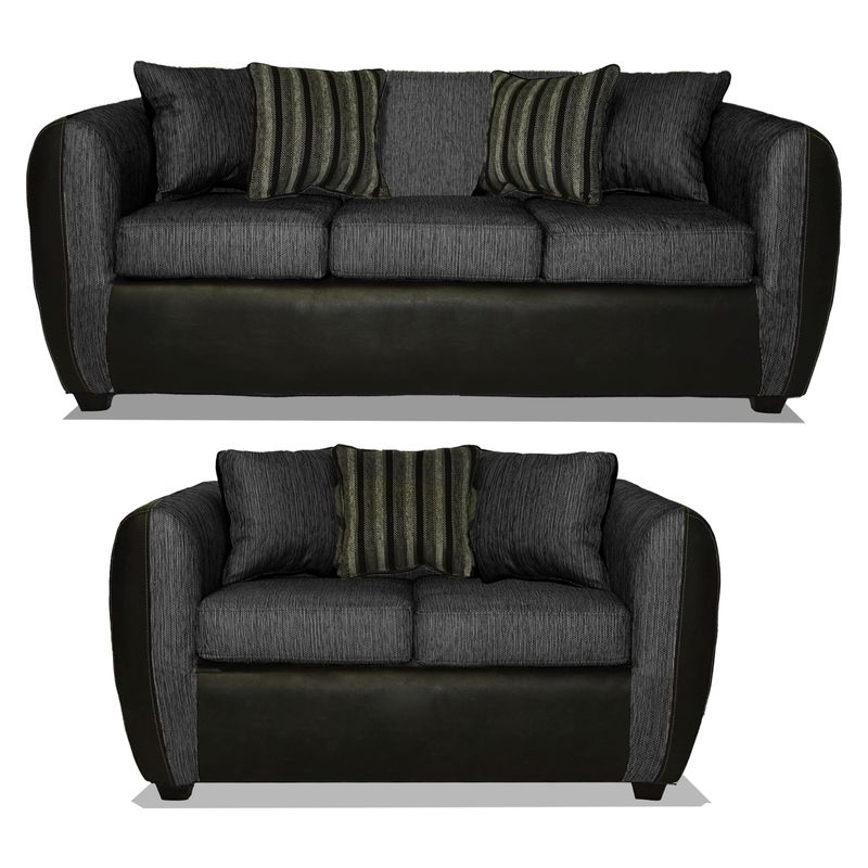 COMERCIALIZADORA ELEGANT DETAIL - Juego De Living 5 Puestos Oklahoma T/Pu Gris Oscuro Elegant Detail