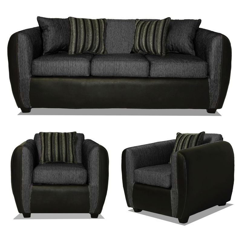 COMERCIALIZADORA ELEGANT DETAIL - Juego De Living 5 Puestos Oklahoma T/Pu Gris Oscuro Elegant Detail