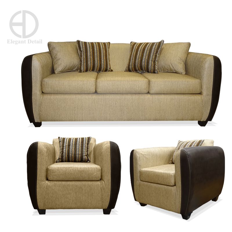 COMERCIALIZADORA ELEGANT DETAIL - Juego De Living 5 Puestos Oklahoma T/Pu Beige Elegant Detail