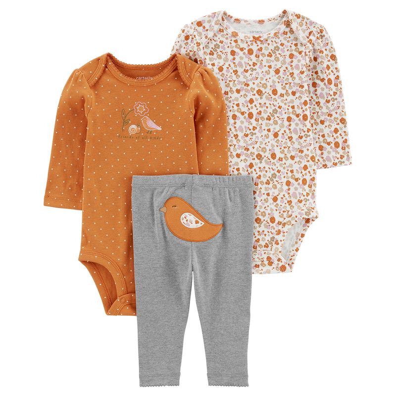 CARTER'S - Conjunto 3 Piezas Pantalón y Dos Body Bebé Niña Carter's