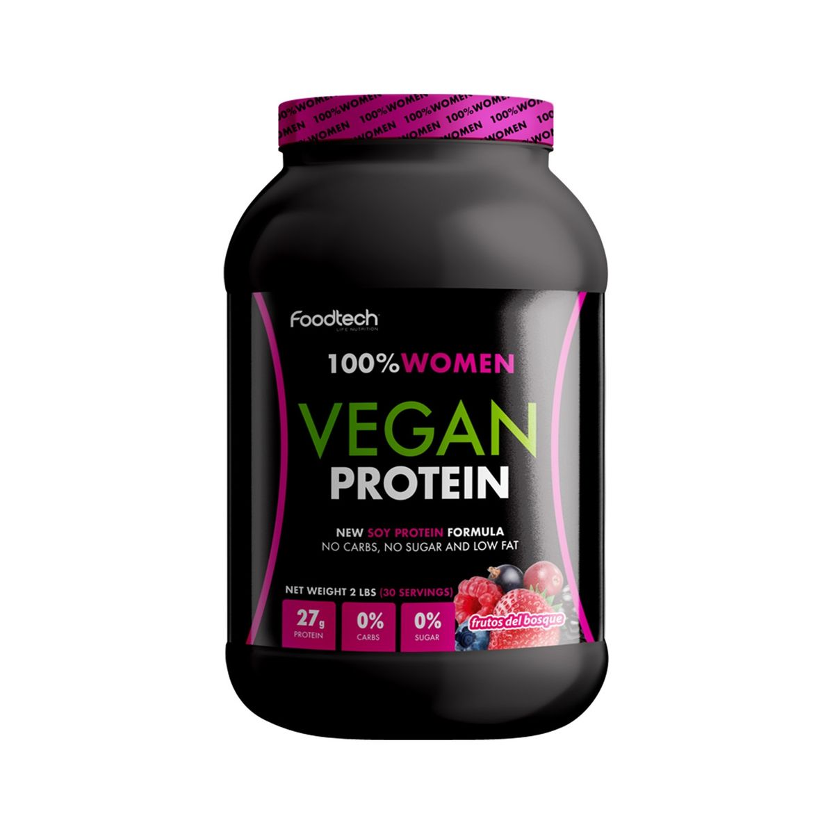 FOODTECH - Suplemento Deportivo 100% Women Vegan Protein 2 lb Frutos Del BosqueFoodtech