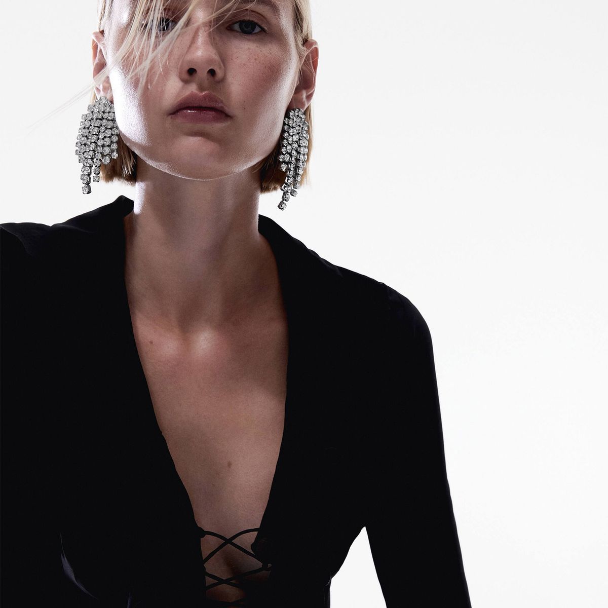 MANGO - Pendientes Cascada Cristal Mujer Mango