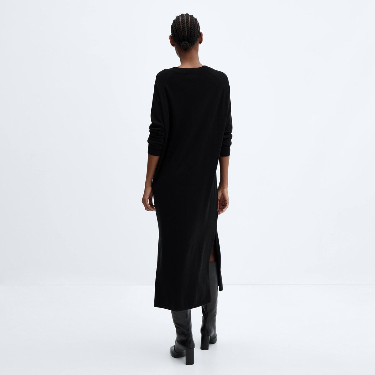 MANGO - Vestido Punto Cuello Redondo Mujer Mango