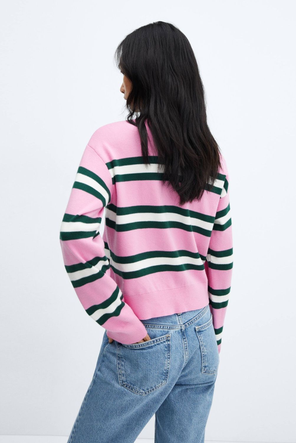 MANGO - Sweater Rayas Cuello Polo Mujer Mango