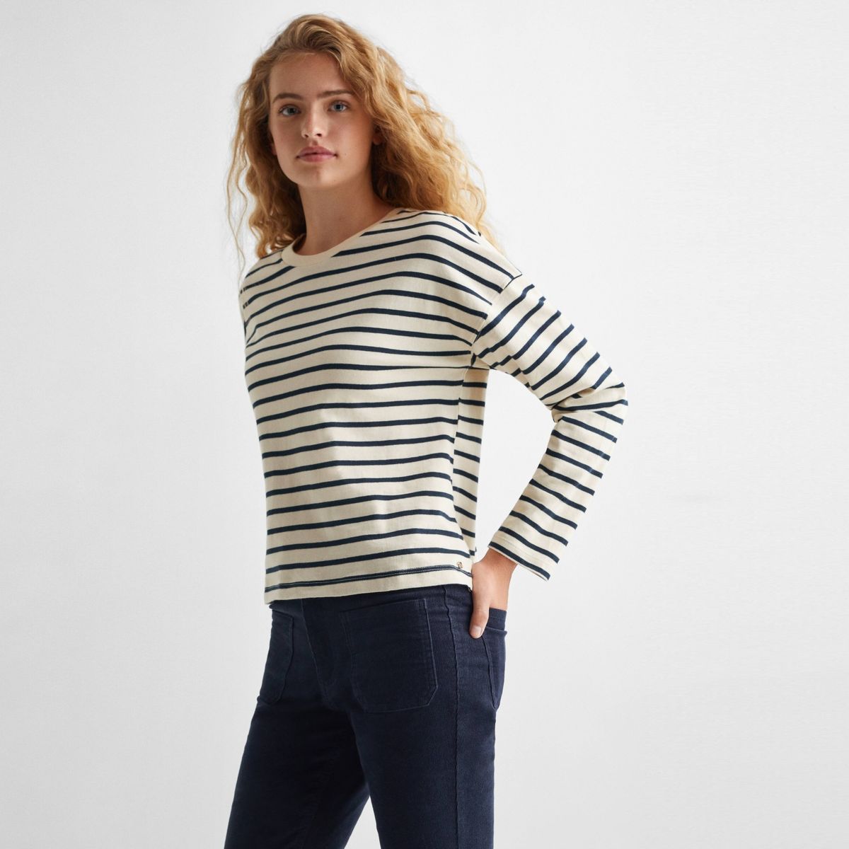 MANGO TEEN - Polera Manga Larga Rayas Niña Mango Teen