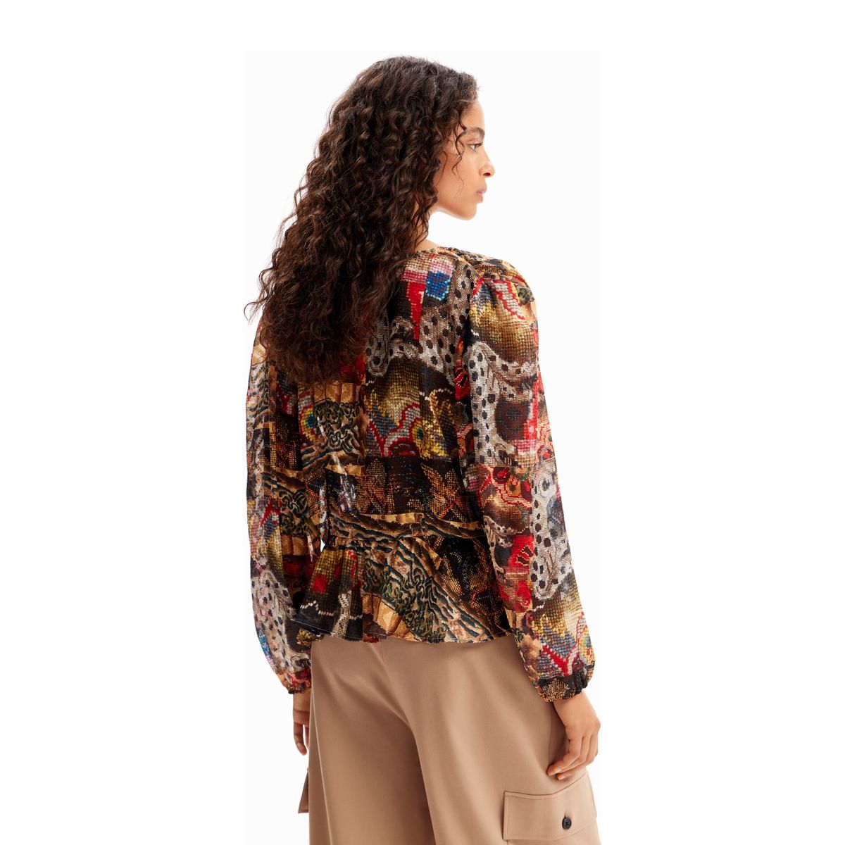 DESIGUAL - Blusa Estampada Manga Larga Mujer Desigual