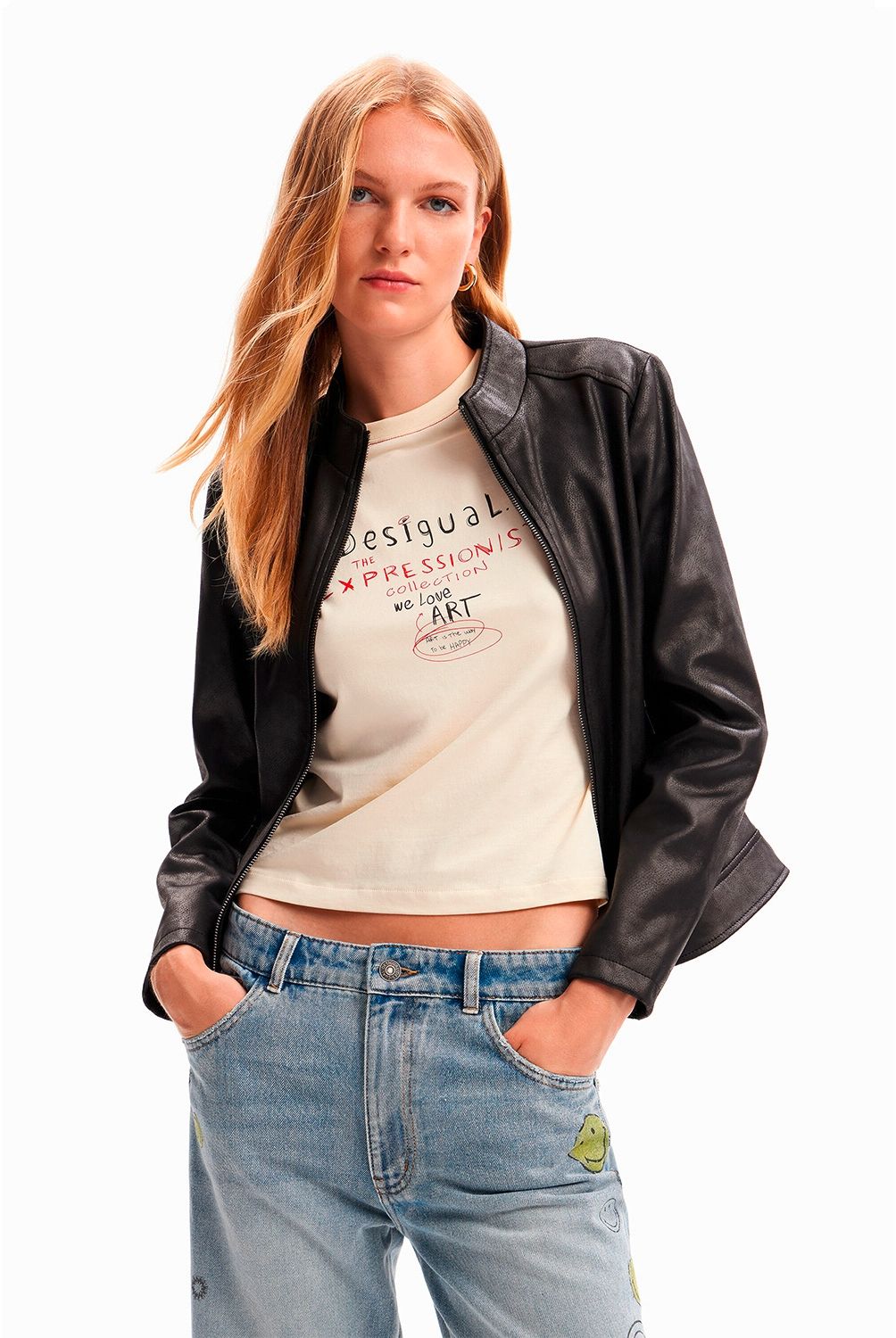 DESIGUAL - Chaqueta Biker Slim Mujer Eco Cuero Desigual