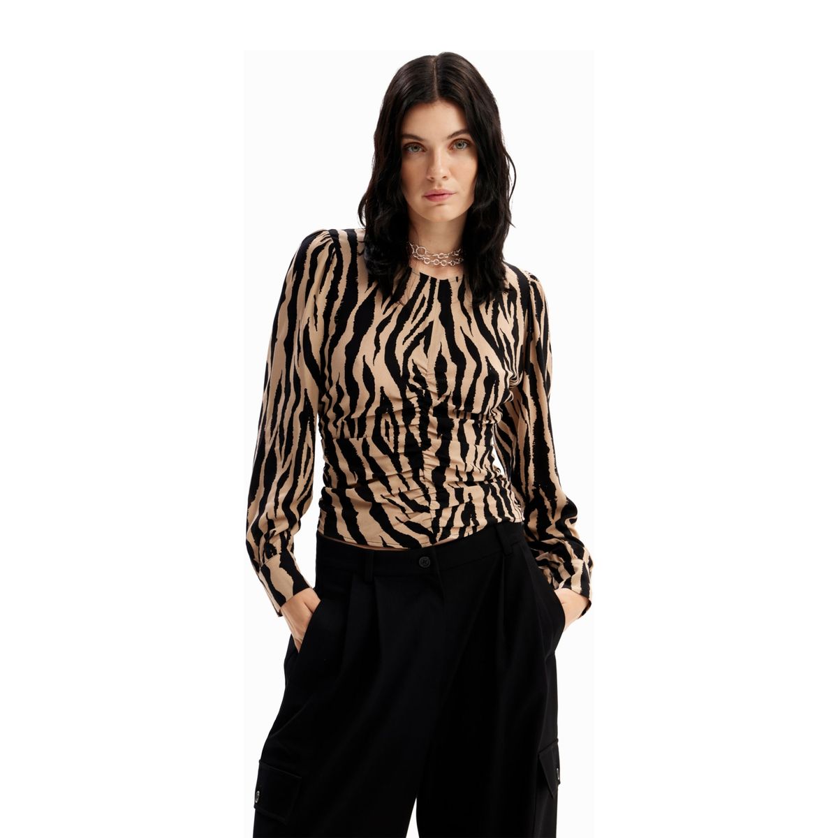 DESIGUAL - Blusa Estampada Manga Larga Mujer Desigual