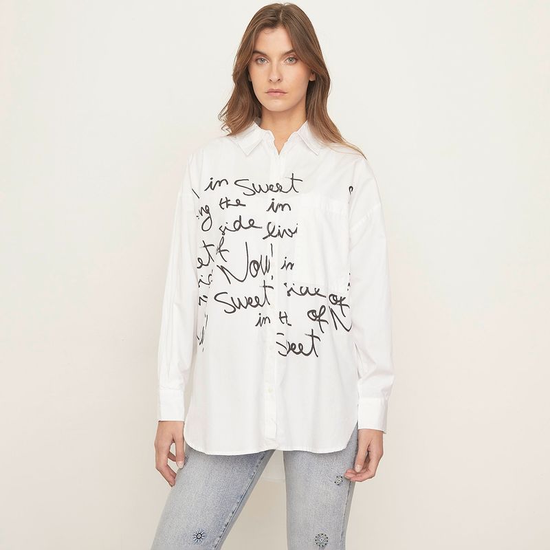 DESIGUAL - Blusa Oversize Lettering Mujer Desigual
