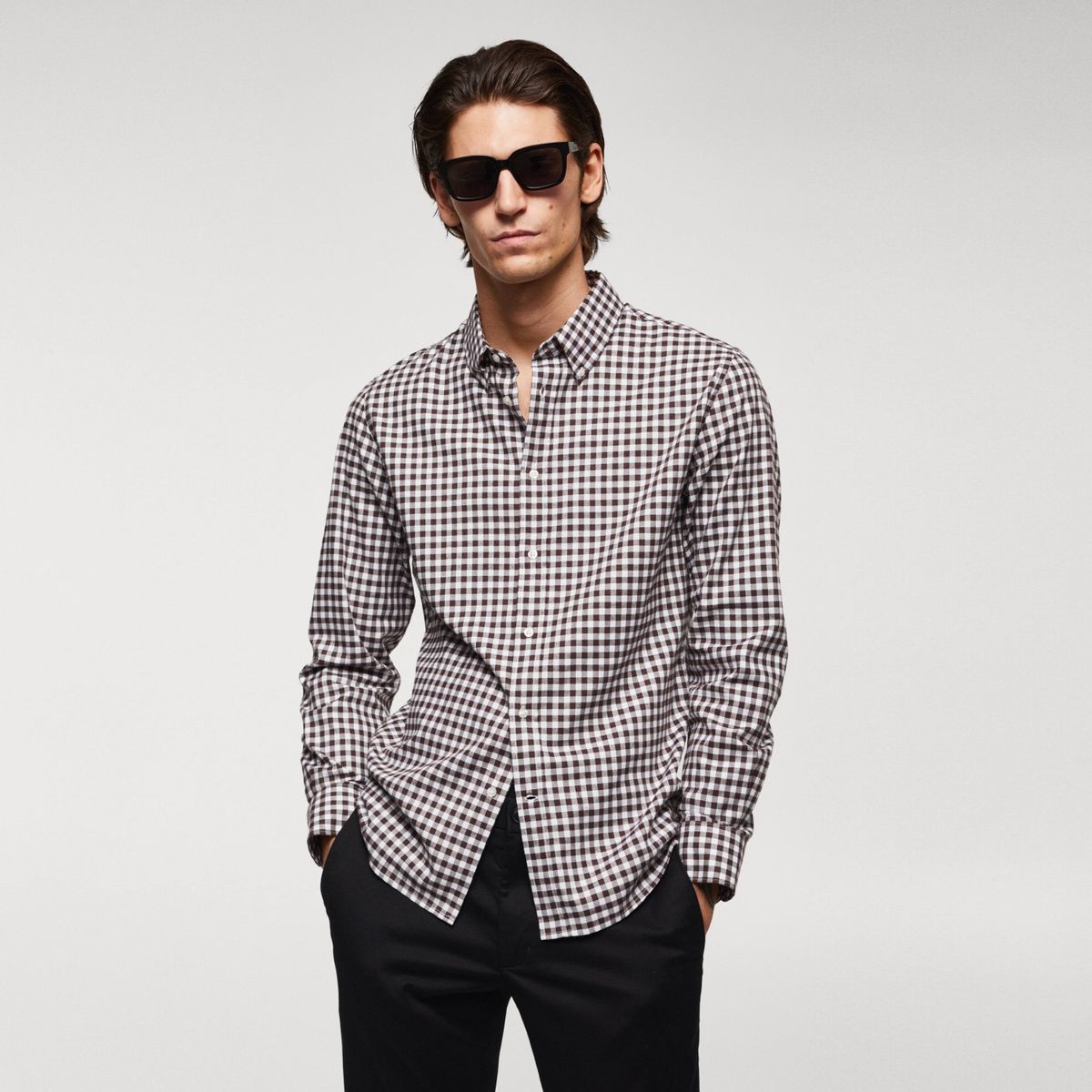 MANGO MAN - Camisa Algodón Cuadro Vichy Hombre Mango Man