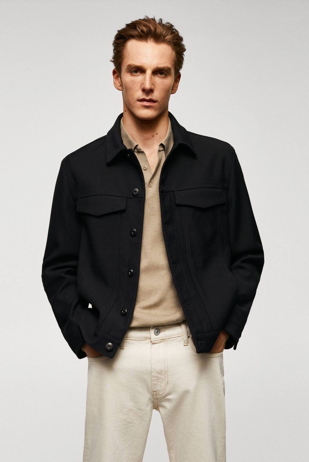 MANGO MAN - Chaqueta Sarga Bolsillos Hombre Mango Man