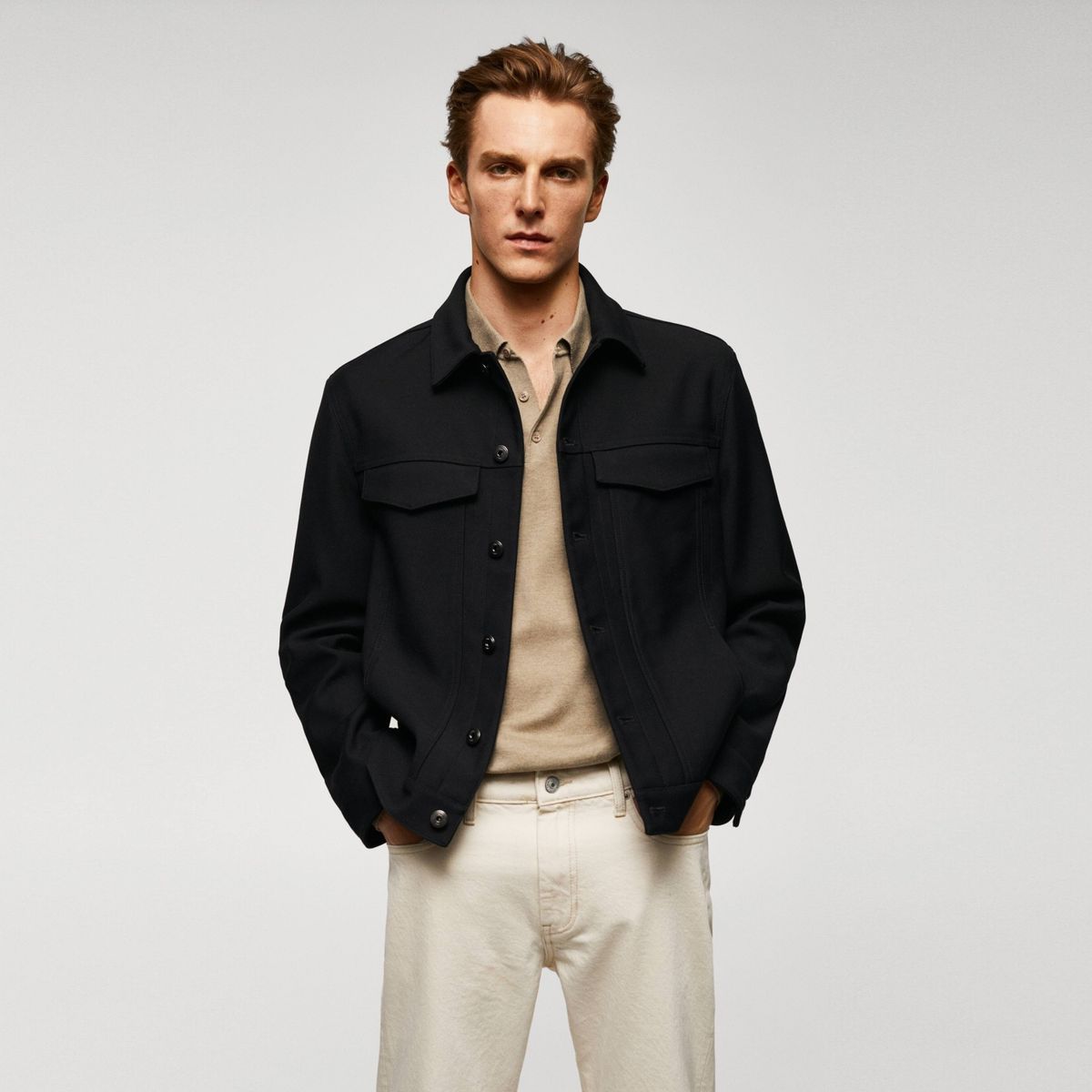 MANGO MAN - Chaqueta Sarga Bolsillos Hombre Mango Man