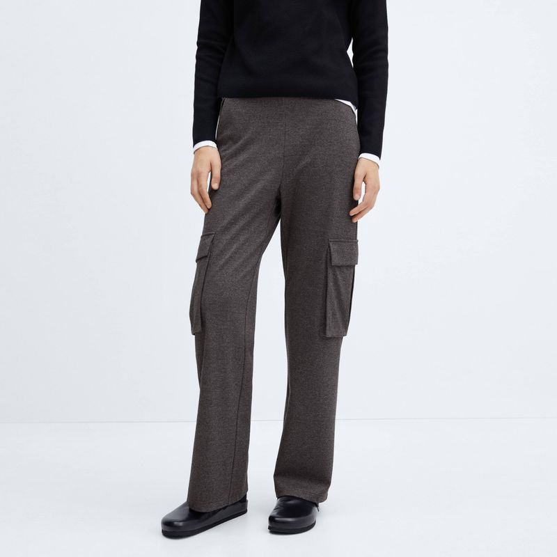 MANGO Pantalón Punto Bolsillos Cargo Mujer Mango