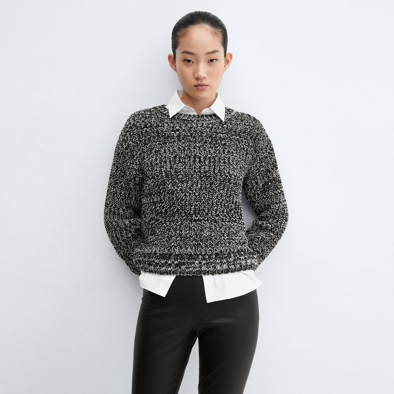 MANGO - Sweater Jaspeado Cuello Redondo Mujer Mango