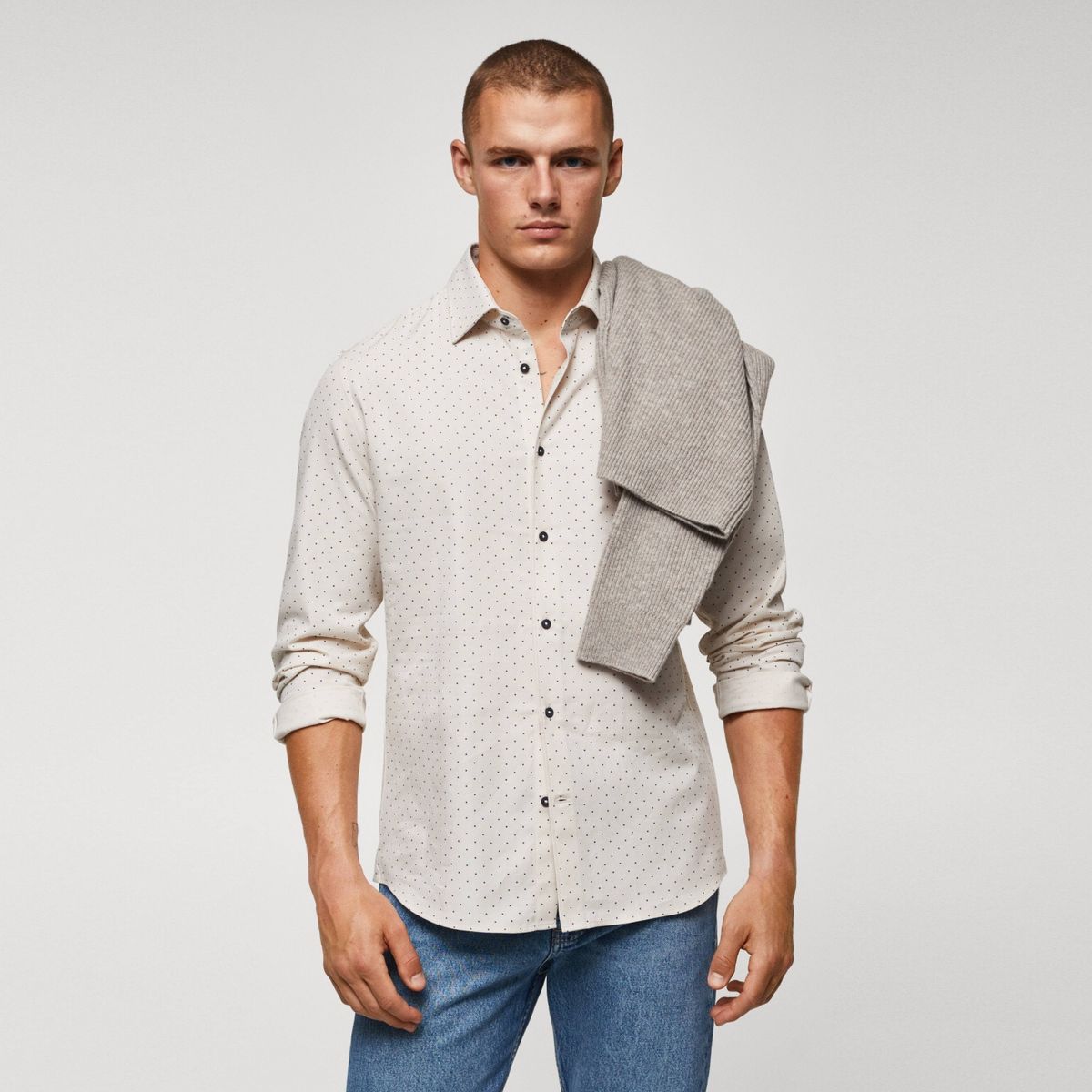 MANGO MAN - Camisa 100% Algodón Estampada Hombre Mango Man