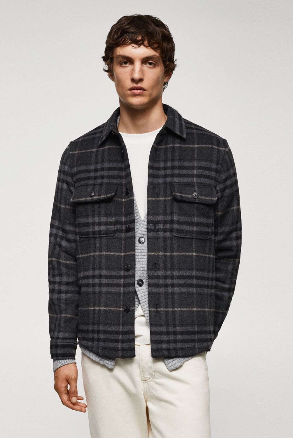 MANGO MAN - Sobrecamisa Lana Cuadros Hombre Mango Man