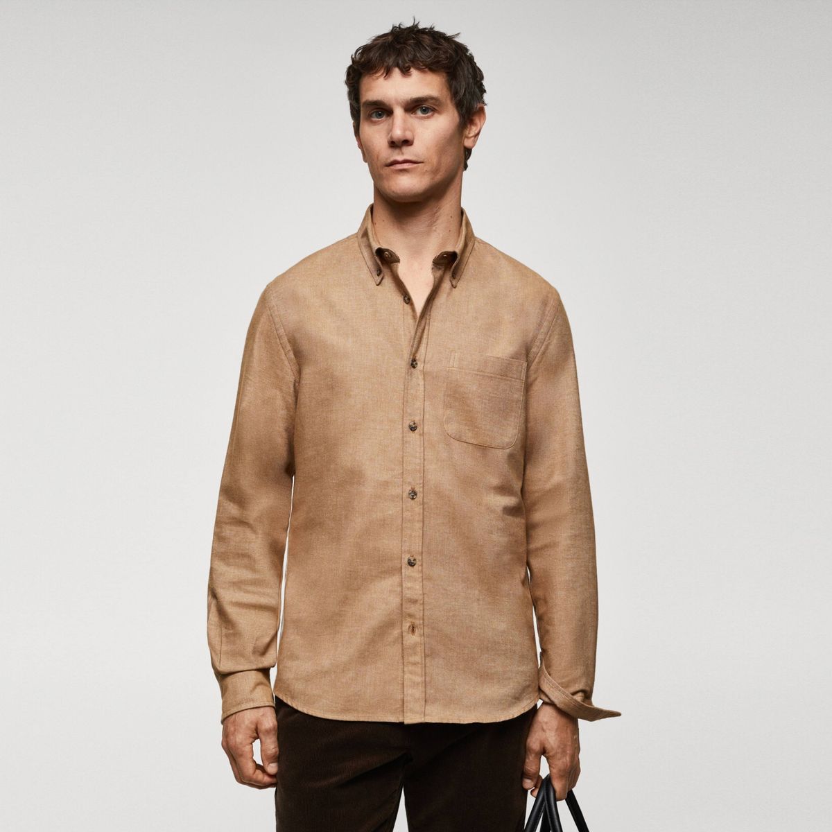 MANGO MAN - Camisa Fil A Fil 100% Algodón Hombre Mango Man