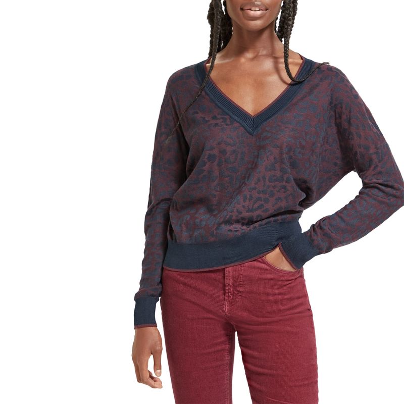 SCOTCH & SODA - Sweater Cuello V Animal Print Mujer Scotch & Soda