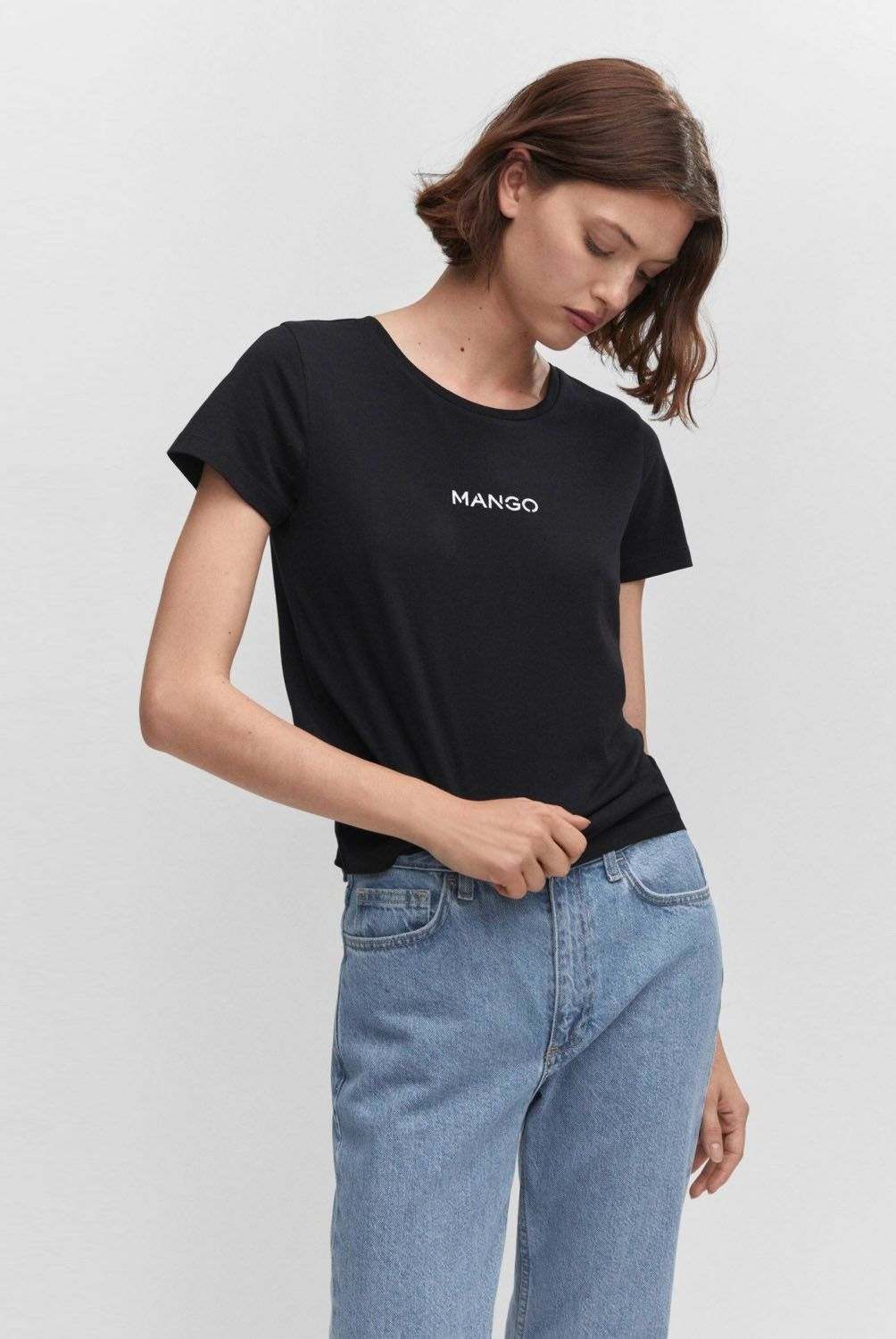 MANGO - Polera Logo Metalizado Mujer Mango