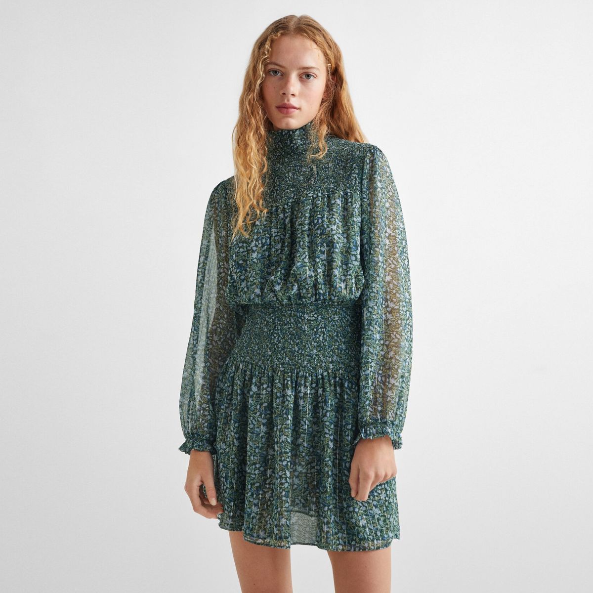 MANGO TEEN - Vestido Fruncido Estampado Niña Mango Teen