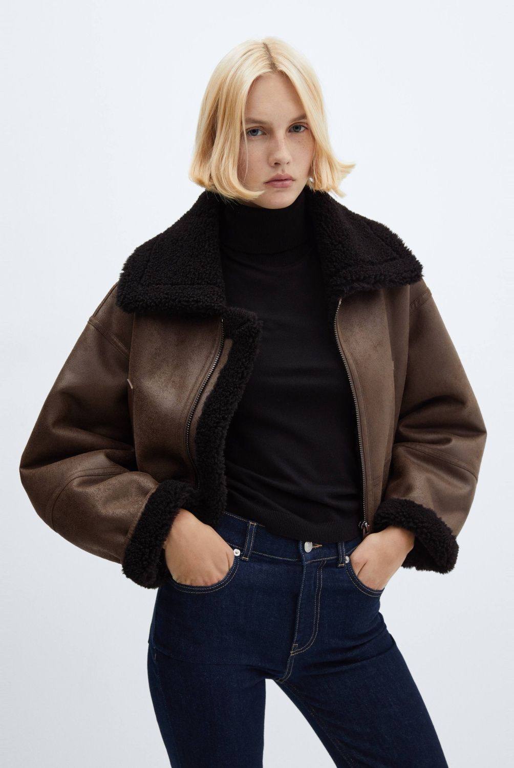 MANGO - Cazadora Corta Doble Faz Mujer Mango