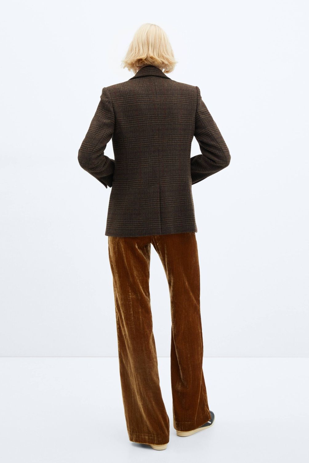 MANGO - Blazer Recta Cuadros Mujer Mango