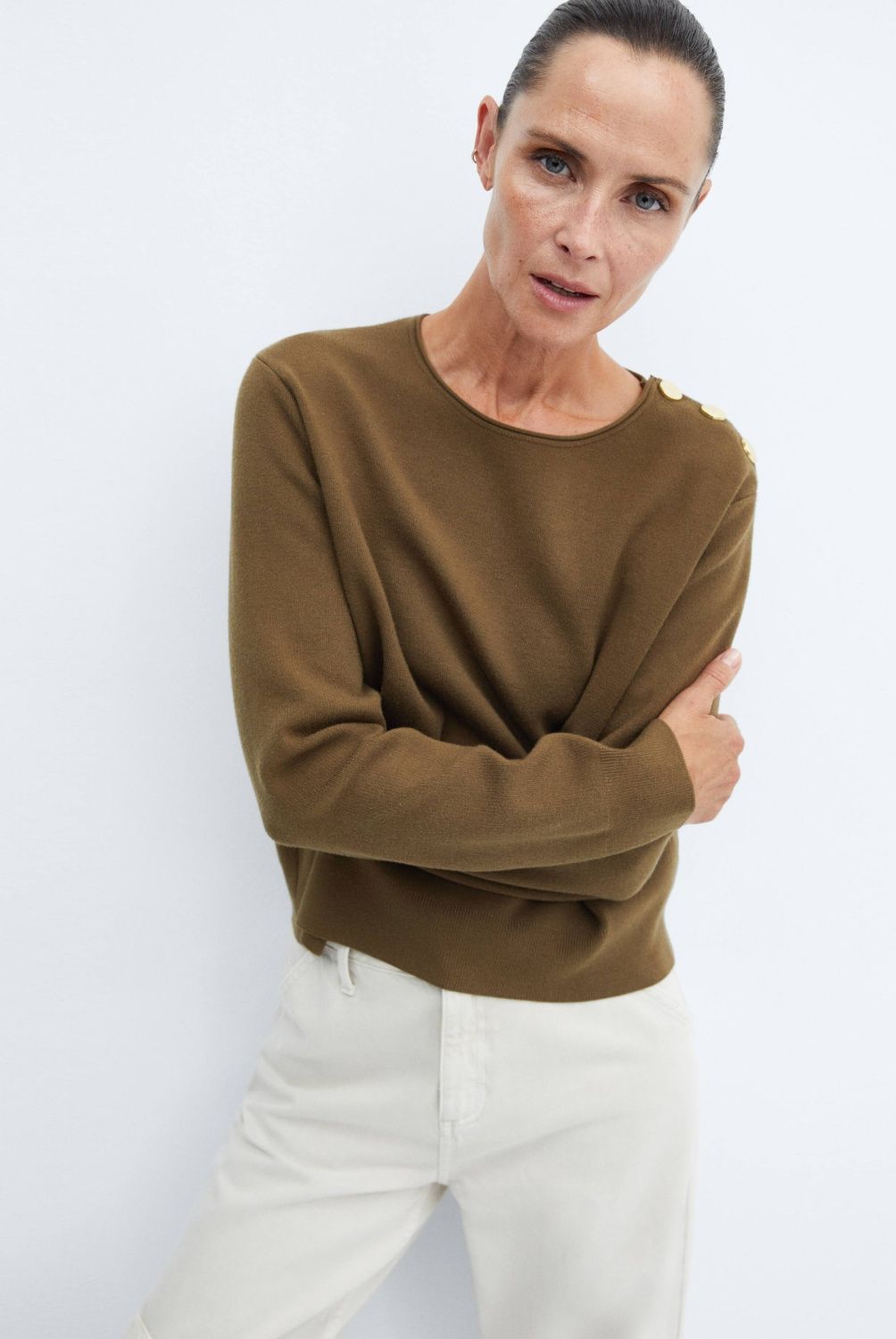 MANGO - Sweater Botones Hombro Mujer Mango