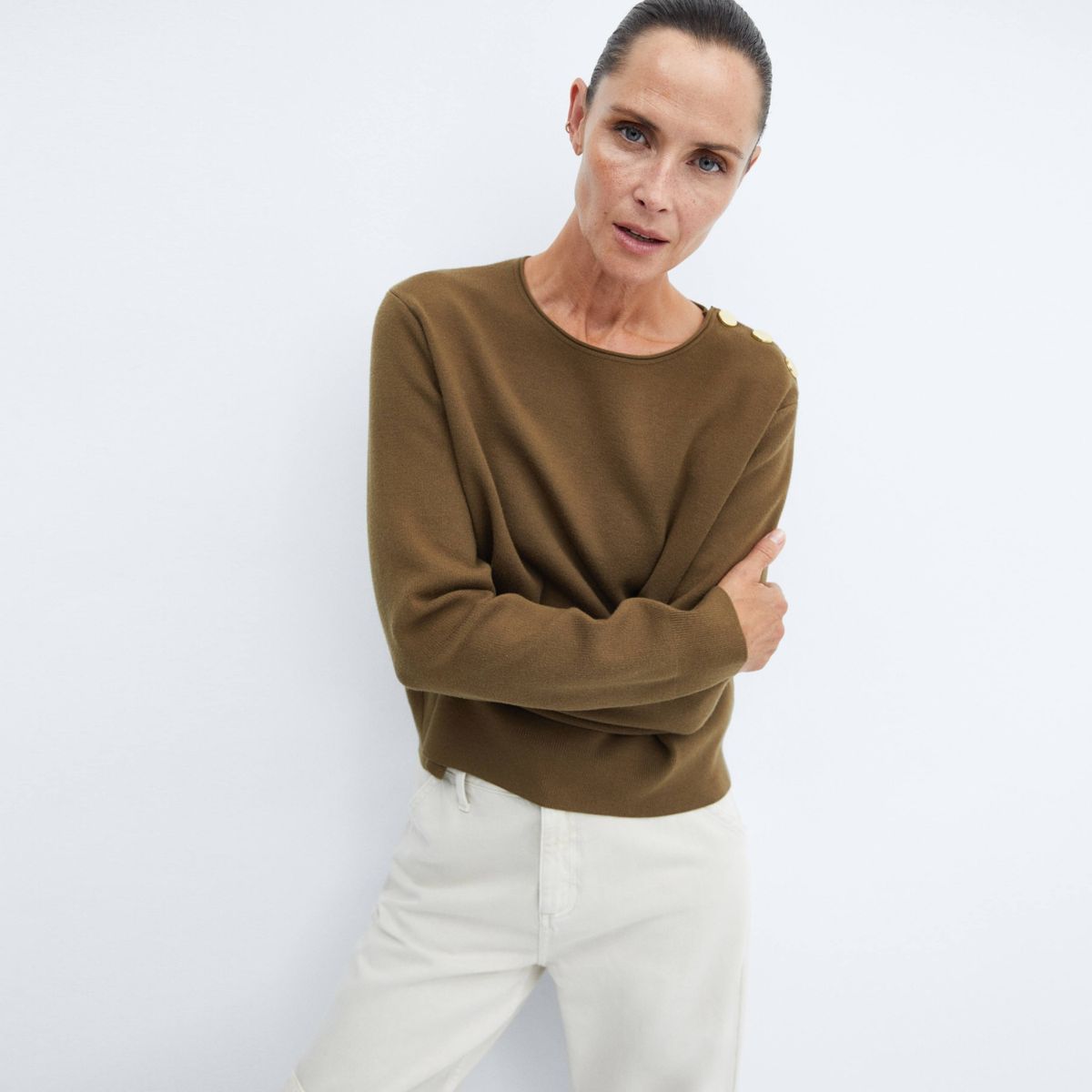 MANGO - Sweater Botones Hombro Mujer Mango