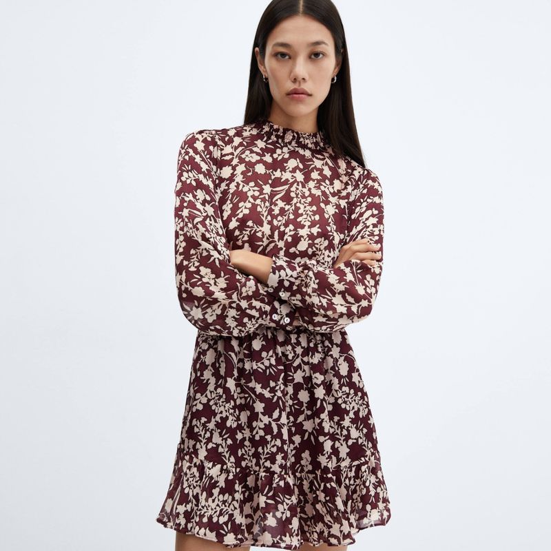 MANGO - Vestido Fluido Estampado Floral Mujer Mango