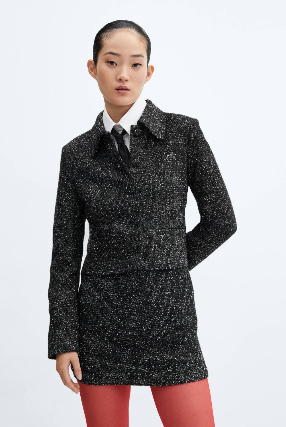 MANGO - Chaqueta Tweed Jaspeada Mujer Mango