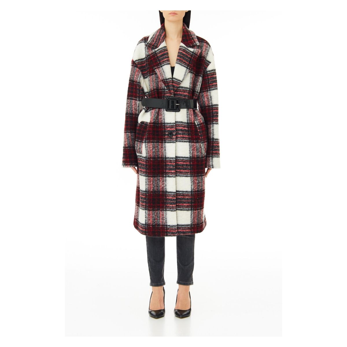 LIUJO - Abrigo De Cuadros Con Cinturón Mujer Liujo