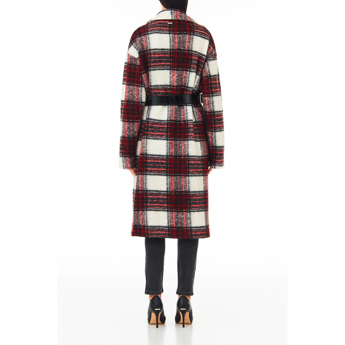 LIUJO - Abrigo De Cuadros Con Cinturón Mujer Liujo