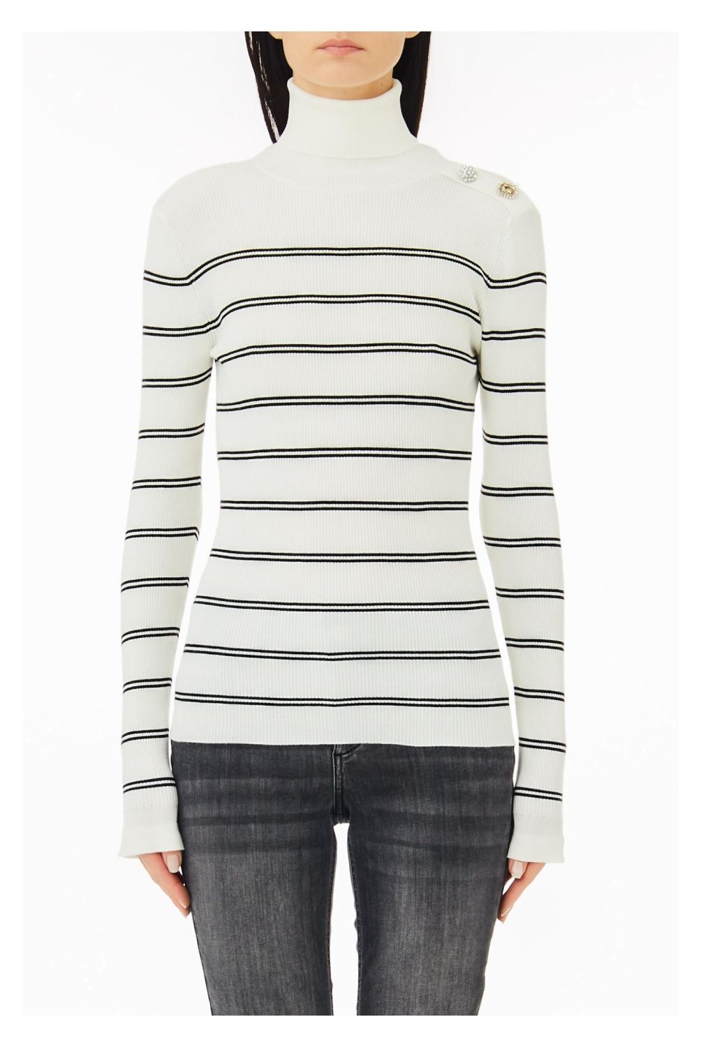 LIUJO - Sweater Rayas Cuello Vuelto Ecosostenible Mujer  Liujo