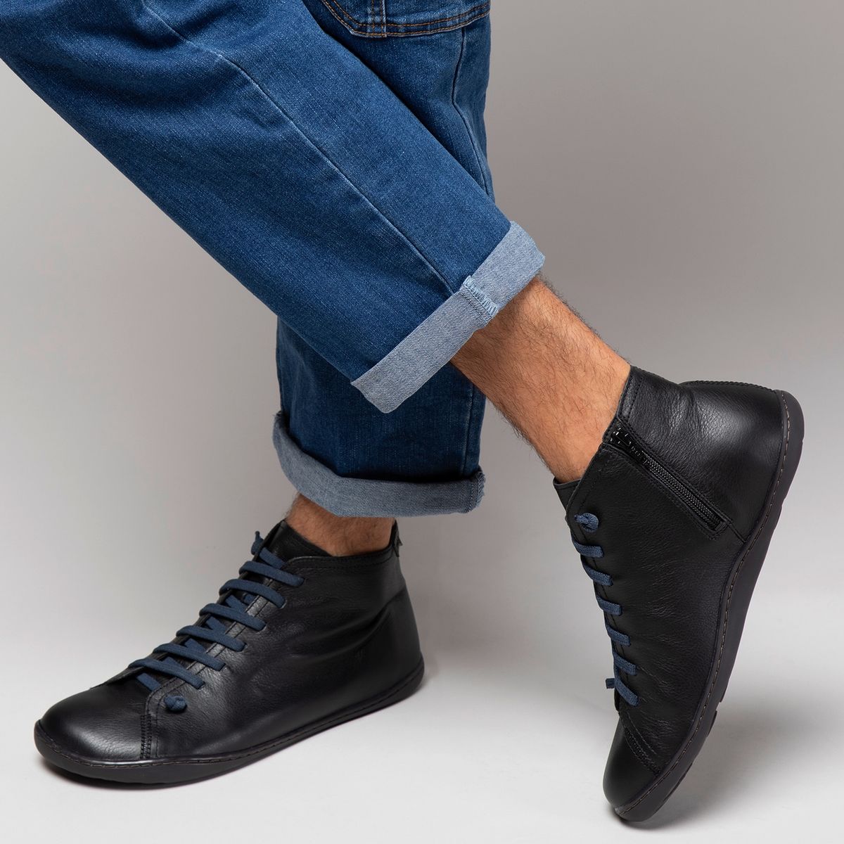 CAMPER - Botines Hombre Peu Cami Negro Cuero Camper