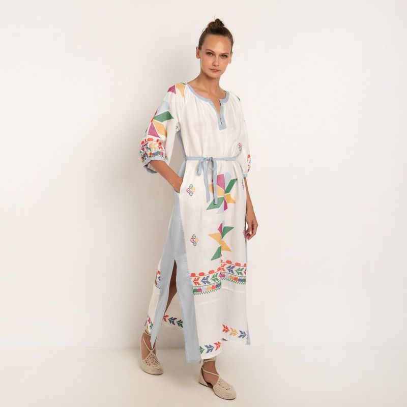 GREEK ARCHAIC KORI - Vestido Lino Aeolis Manga 3/4 Mujer Greek Archaic Kori