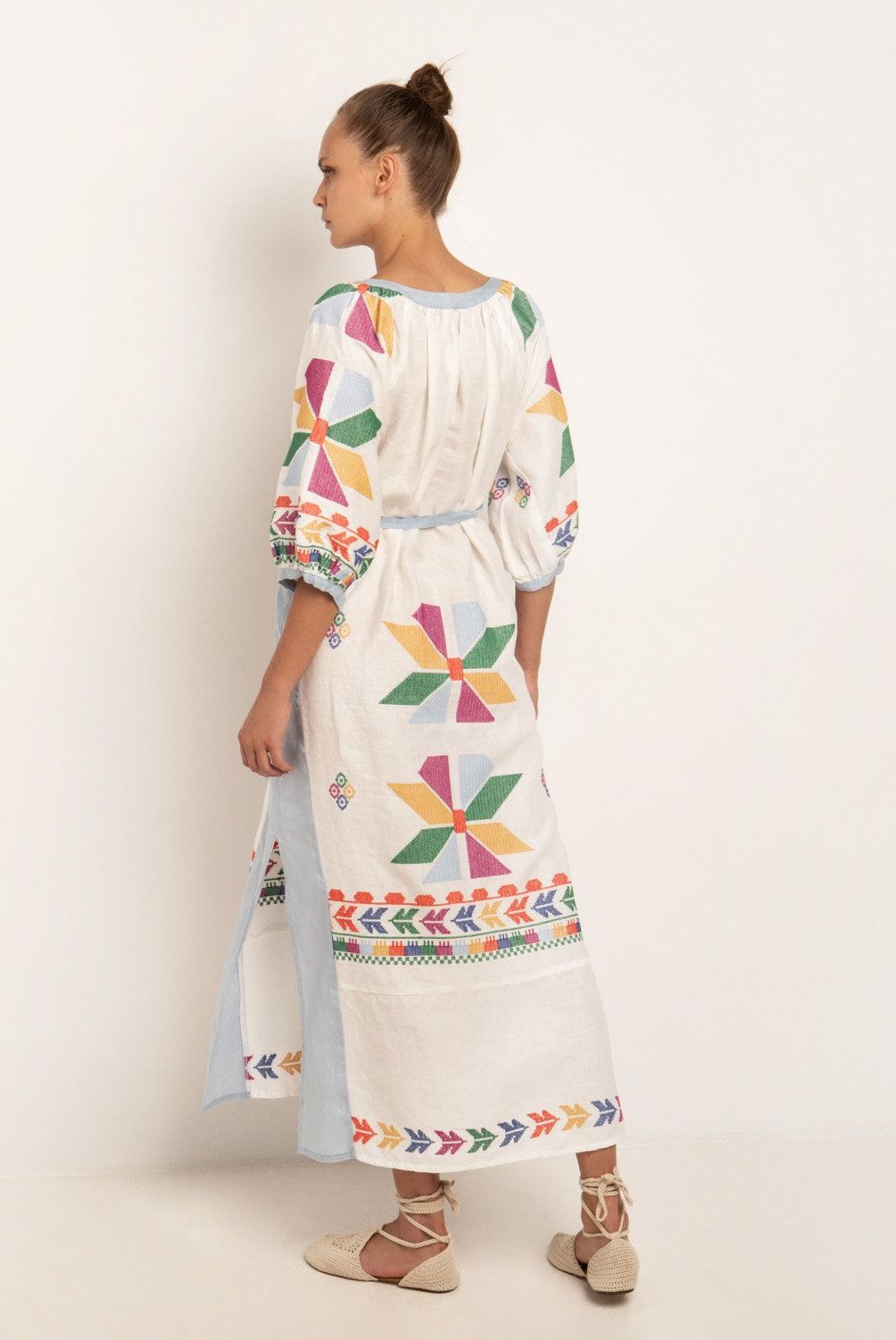 GREEK ARCHAIC KORI - Vestido Lino Aeolis Manga 3/4 Mujer Greek Archaic Kori