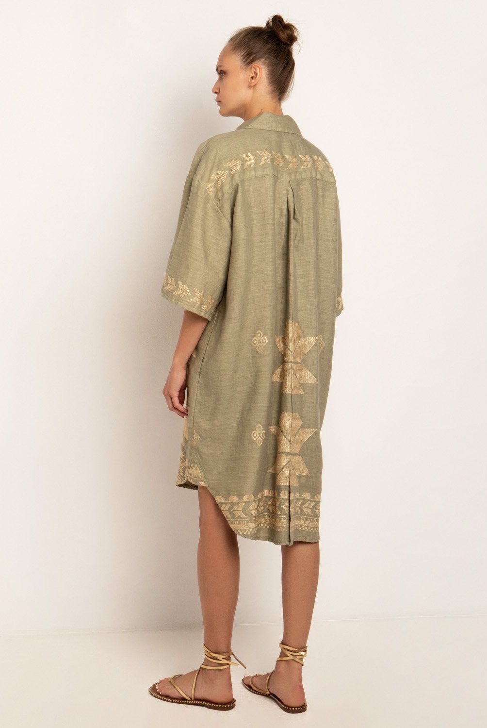 GREEK ARCHAIC KORI - Vestido Lino Camisero M 3/4 Mujer Greek Archaic Kori