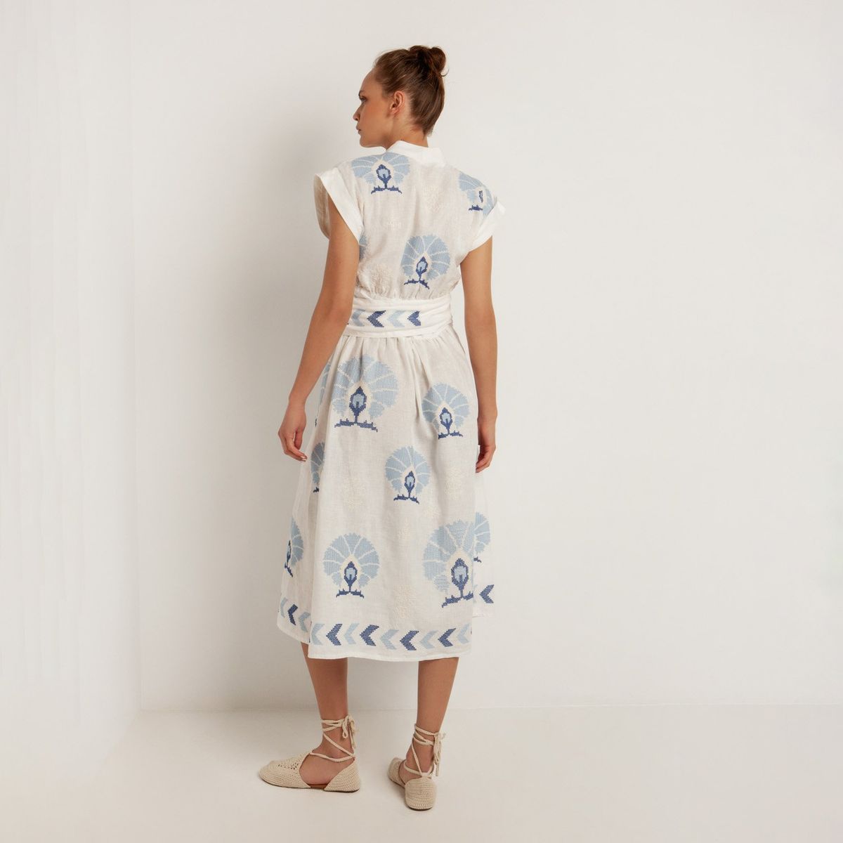 GREEK ARCHAIC KORI - Vestido Lino Bordado Mc Mujer Greek Archaic Kori